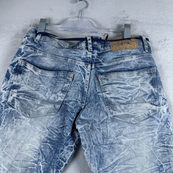 Akademiks Jeanius Skinny Jeans Mens 30X30 Moto Zipper Pockets Acid Wash Blue - Picture 4 of 13